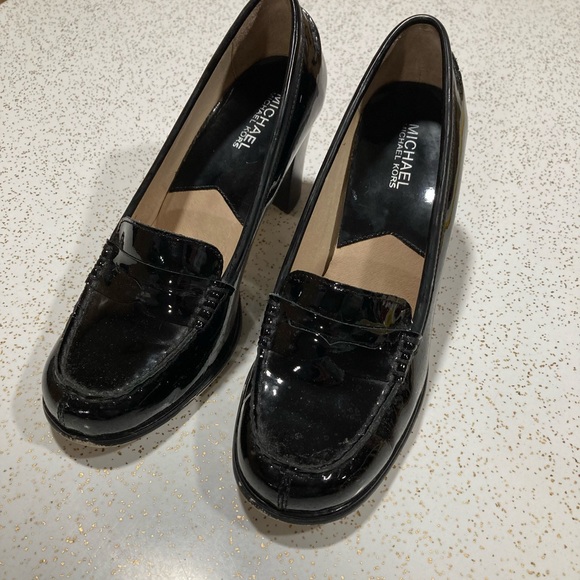 MICHAEL Michael Kors Shoes - Black Heels with Patent Leather Finish and Block Heel